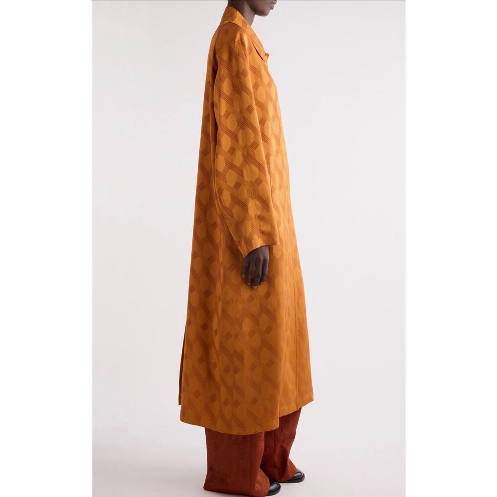 Dries Van Noten Oversized Raltonas Coat in Jacquard Orange 34 US 2 - Picture 2 of 6